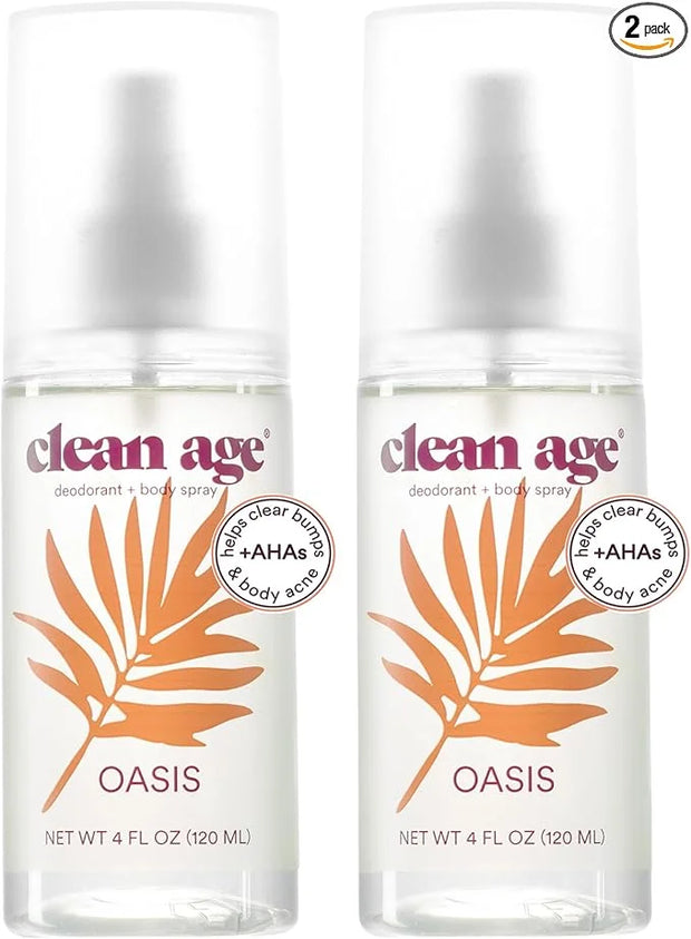 Aluminum Free Deodorant & Body Spray for Whole Body - Oasis 4oz (2 Pack) Clean Deodorant and Body Spray for Teen Boys and ...