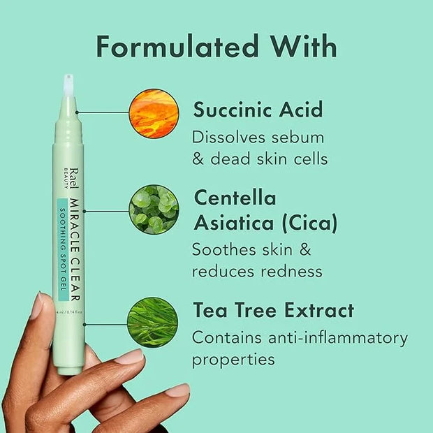 Rael Acne Spot Treatment, Miracle Clear Soothing Spot Gel Pen - Acne Gel, Pimple and Blemish Treatment, Korean Skincare, f...