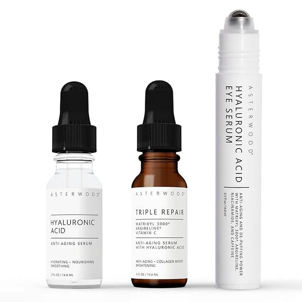 Asterwood Skin Care Set - Mothers Day Gifts For Mom - with Hyaluronic Acid & Triple Repair Serums, Under Eye Serum - Skinc...