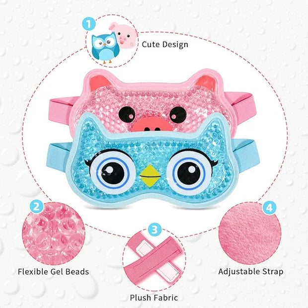 Bundle of CONBELLA Cold Face Eye Masks Ice Face Mask Hot Cold Compress and 2PCS Adorable Cooling Eye Mask Gel Eye Mask - P...