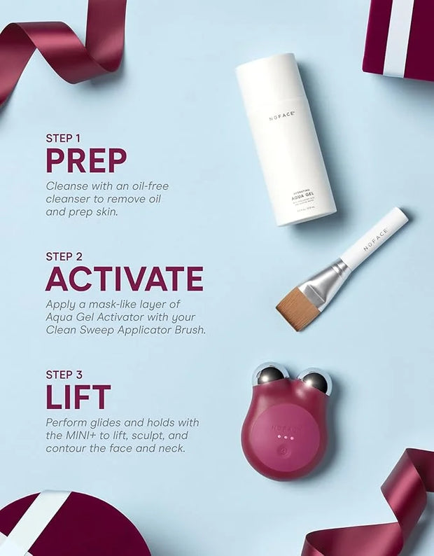 NuFACE MINI+ Microcurrent Facial Device Kit - Limited Edition FDA Cleared Face Massager Device + Microcurrent Gel Activato...