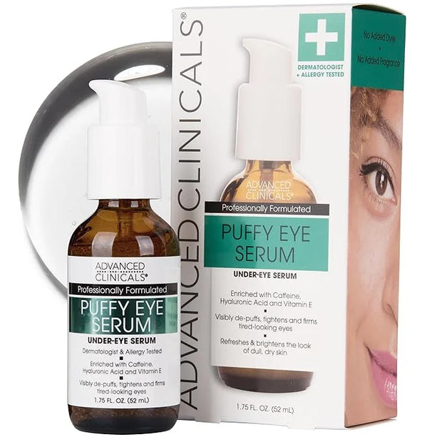 Advanced Clinicals Puffy Eye Under Eye Serum | Visible Anti Aging Brightening Vitamin C + Caffeine Serum Helps Improve Loo...