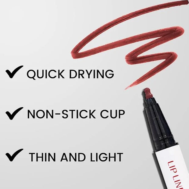 2Pcs Longwear Liquid Lip Liner Stain Marker Pen Set Long Lasting Waterproof, Dark Ruby Red Matte Semi Permanent 24 Hour Li...