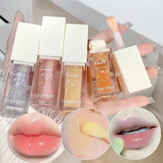 4Pcs Hydrating Lip Glow Oil, Moisturizing Lip Oil Transparent Plumping Lip Gloss Long Lasting Nourishing Non-sticky, Lip O...