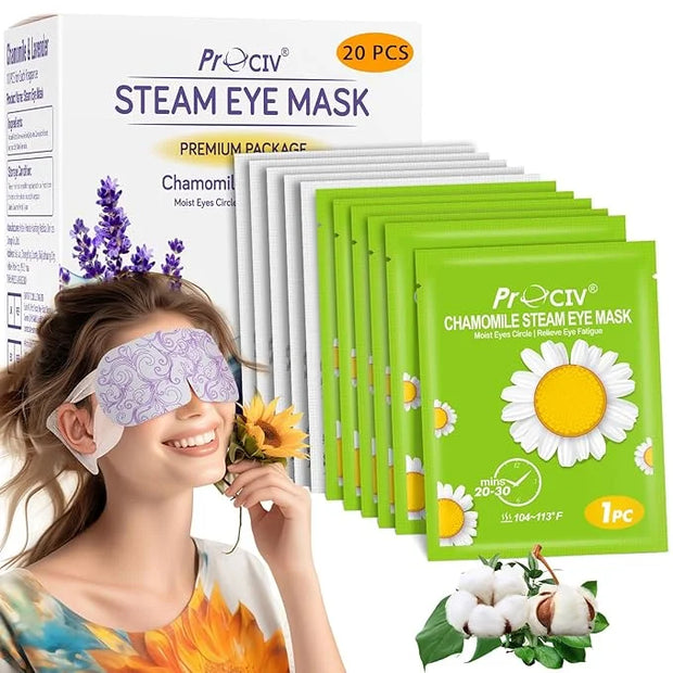 ProCIV FSA/HSA Eligible 20 Packs Steam Eye Masks, Warming Eye Masks for Dark Circles, Disposable Self-heating Hot Eye Mask...