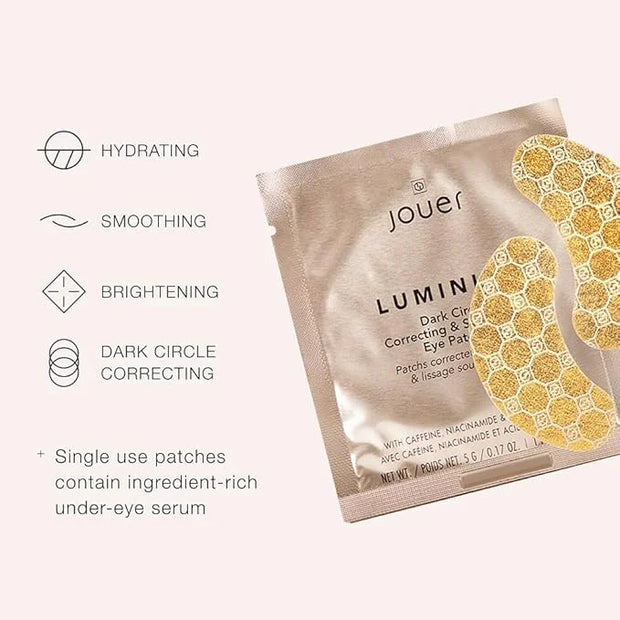 Jouer Luminize Dark Circle Correcting & Smoothing Eye Patches, Caffeine Eye Patch for Dark Circles and Puffiness, Under Ey...