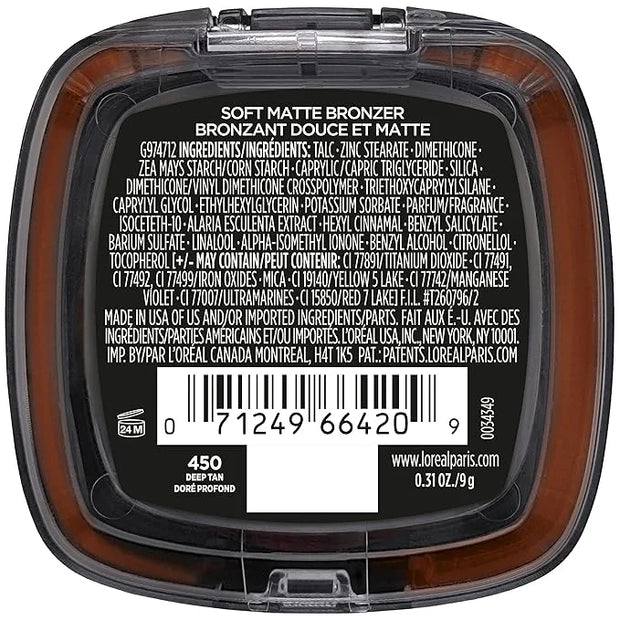 L'Oreal Paris Infallible Up to 24H Fresh Wear Soft Matte Longwear Bronzer. Waterproof, heatproof, Transfer, humidity and s...