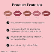 BFY Cosmetics 5-Pack Plumping Lip Gloss - Nude - Product Image