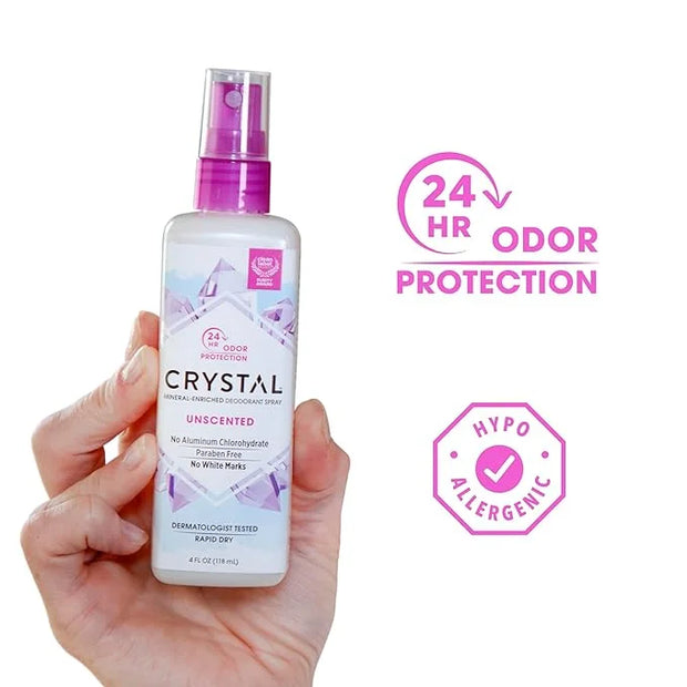 CRYSTAL Mineral Deodorant Spray- Unscented Body Deodorant With 24-Hour Odor Protection, Aluminium Chloride & Paraben Free,...