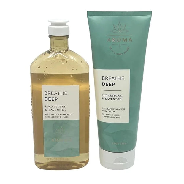 Bath & Body Works DEEP BREATHE Eucalyptus & Lavender 2-piece bundle - Body Wash and Body Cream - Product Image
