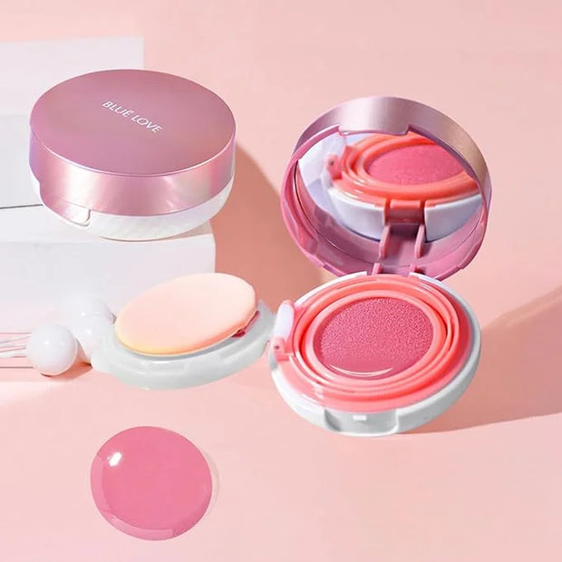 BLUE LOVE Cushion Liquid Blush - Silky Cheek Tint with Mirror, Natural Enhancer for a Radiant Finish, Contours & Highlight...
