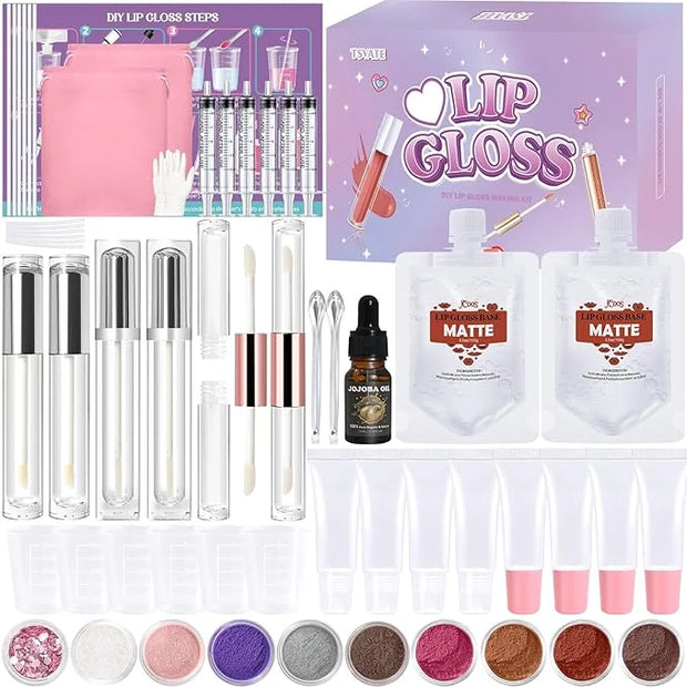 Lip Gloss Making Kit, Make Your Own Lip Gloss Kit, DIY Lip Gloss Making Supplies, Moisturizing Glitter Lip Kit Lipgloss Ma...