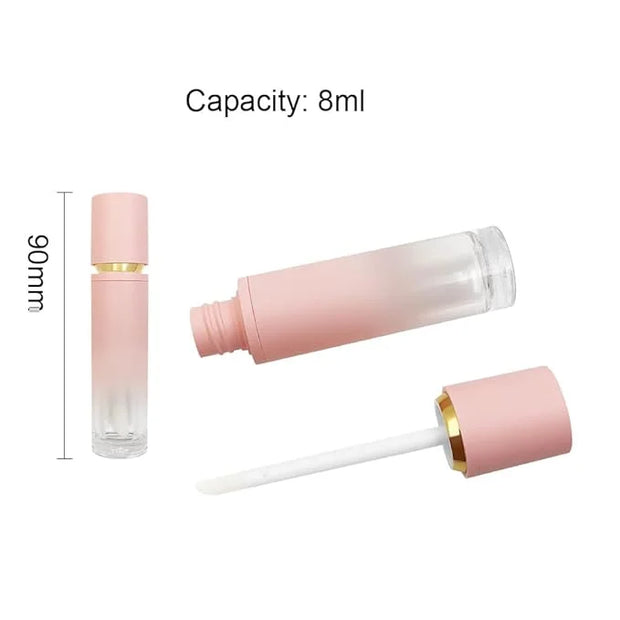 5 Pcs Gradient Pink Lip Gloss Tubes 8ml Empty Refillable Plastic Lip Gloss Containers with Wand Applicators for DIY Lip Gl...