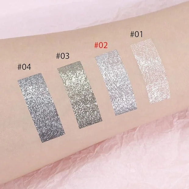 Single Glitter Eyeshadow, Shimmer Eyeshadow Palette, Korean Eye Glitter Makeup, Ultra-Blendable, Sparkle Silver Eye Shadow...