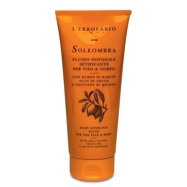L'Erbolario Soleombra Silky After-Sun Fluid - After Sun Serum - Hydrating Sunburn Relief - Shea Butter, Argan Oil, and Qui...