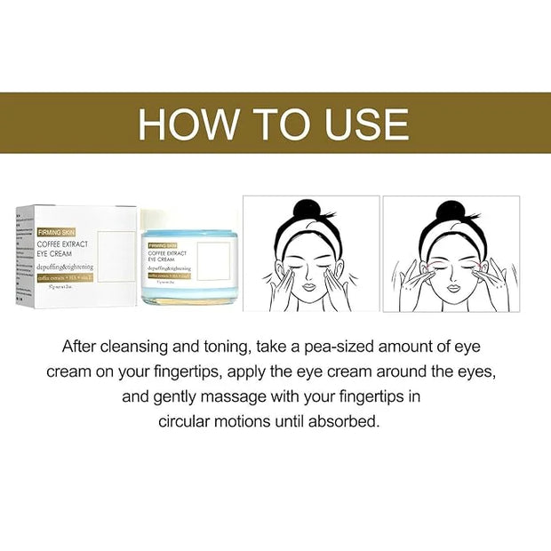 2Pcs Caffeine Eye Cream, Caffeine Eye Cream For Dark Circles And Puffiness, Korean Retinol Fix Eye Cream For Tightening An...