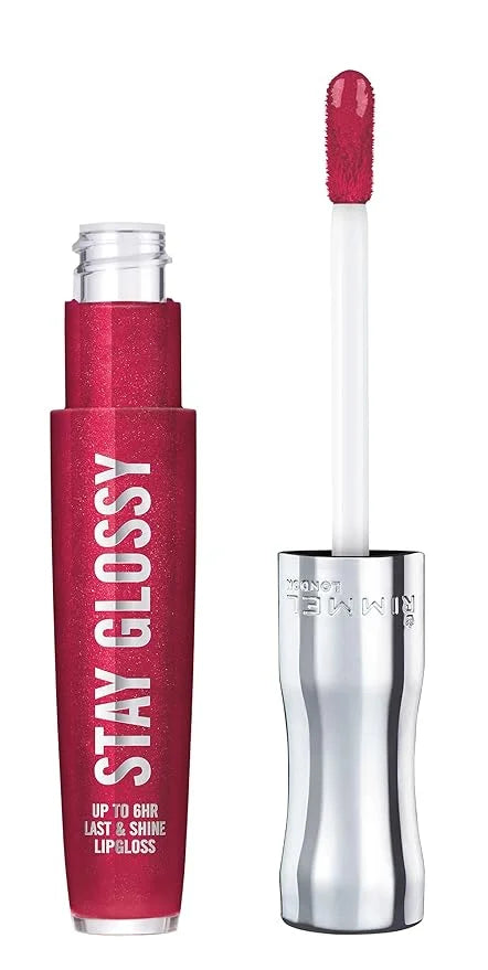 Rimmel Stay Glossy Lip Gloss - Non-Sticky and Lightweight Formula for Lip Color and Shine - 490 Grind Time, .18oz - Produc...