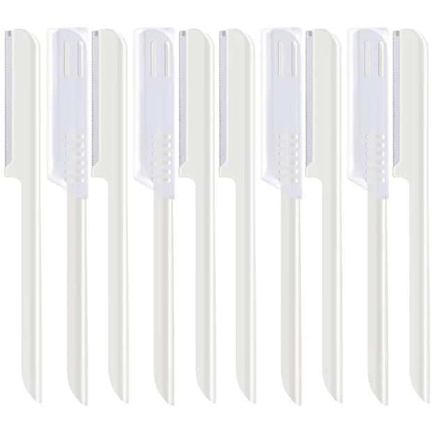 10 Pieces Women's Facial Razor Eyebrow Shaver Razor Brow Shaper Eyebrow Trimmer Dermaplaner Shaping Tool with Cover (White...