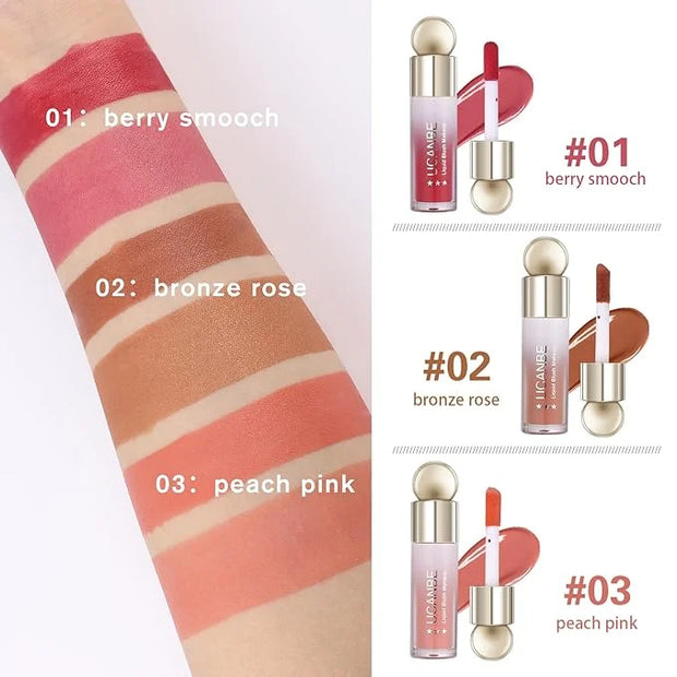 UCANBE 3 PCS Liquid Blush Makeup Set, Blendable Soft Cream Face Blush for Cheeks, Natural Matte Finish Looking Long-Wearin...