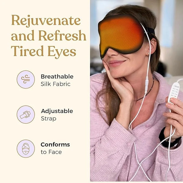 Heated Eye Mask for Dry Eye Relief - Stye Treatment, Warm Compress for Sinus, Electric Warming Patch With Moist Heat - Bla...