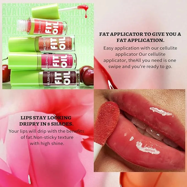 4 Colors Hydrating Lip Oil,Fat Lip Oil Lip Glaze,Shiny Transparent Lip Gloss Plumping,Nourishing & Non-sticky Long Lasting...