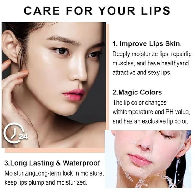 evpct 3Pcs Magic Color Changing Lipstick Long Lasting Waterproof 24 Hours Original for Women, Aloe Vera Strawberry Black R...
