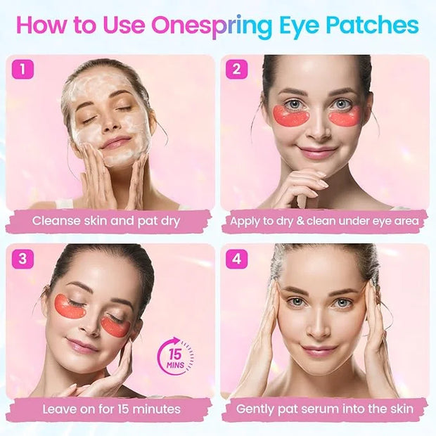 Under Eye Patches (24 Pairs) - Eye Gel Pads for Wrinkles, Puffy Eyes, Dark Circles, Eye Bags, Natural Collagen Eye Gels Pa...