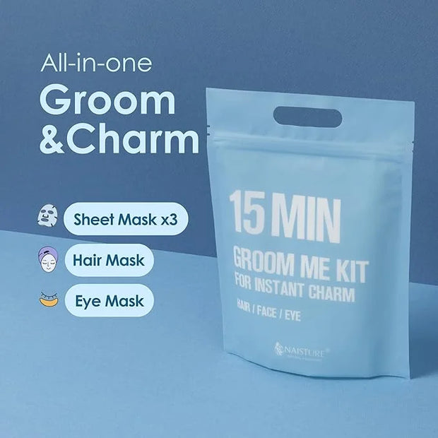 15 Min Pamper Me and Groom Me Kit (12pc): Home Spa Gift set with Korean Face Mask Essentials for Men and Women - Product I...