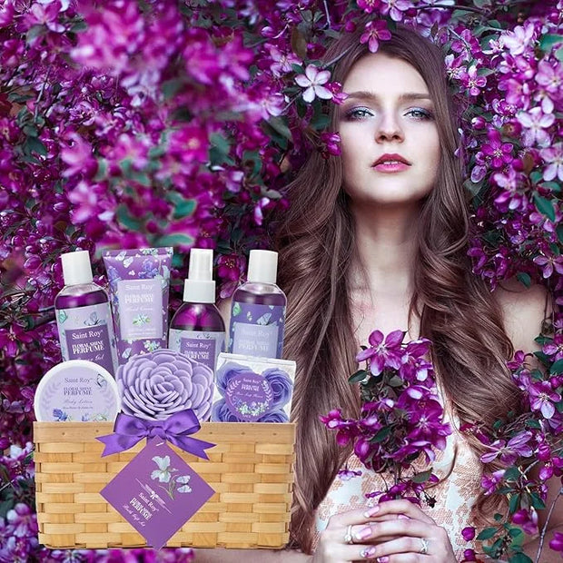 Mother's Day Gifts for Mom Gift Basket for Women, Luxury 11Pcs Floral Perfume Scents Bath and Body Home Spa Gift Kit with ...