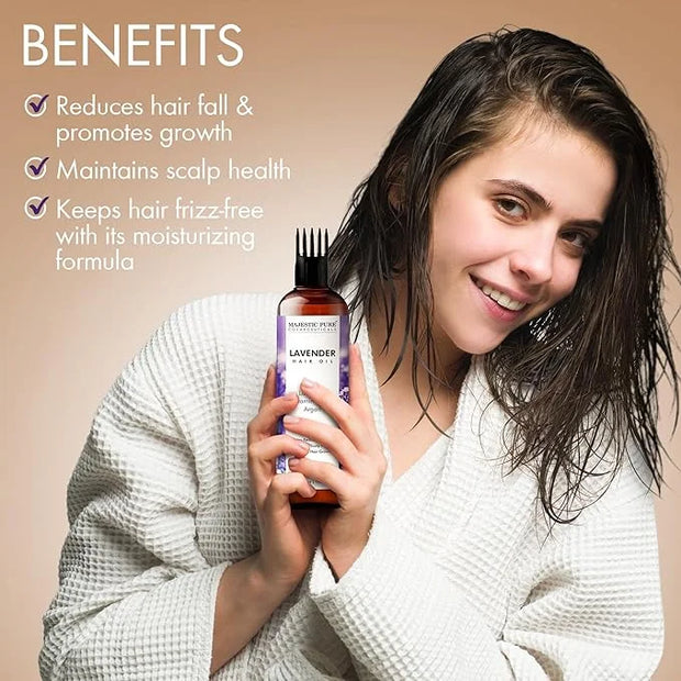 Majestic Pure 100% Pure Lavender Oil with Vitamin E for Hair Care, Strengthening, Nourishing, and Volumizing Formula with ...