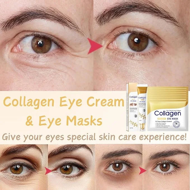 Collagen Eye Cream Anti Aging & 7PCS Eye Masks - eye Cream for Puffiness and Bags Under Eyes - Under eye cream for Da-rk C...
