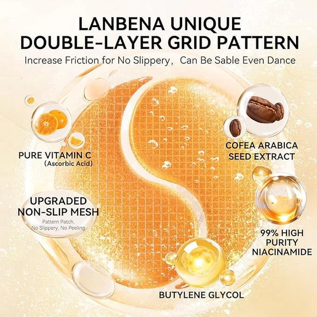 LANBENA Vitamin C Under Eye Patches for Dark Circles and Puffy Eyes, Cooling Eye Masks for Eye Bags, Fine Lines & Wrinkles...