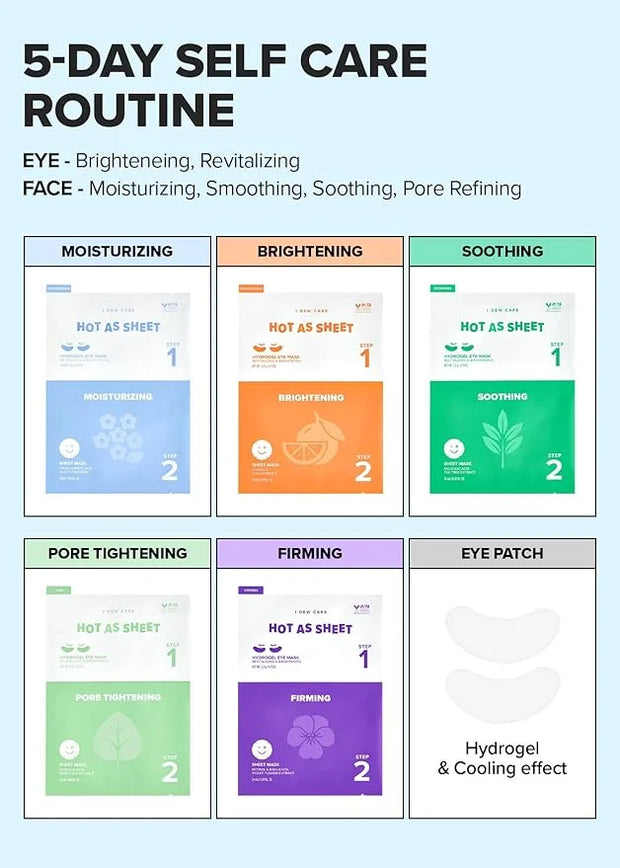 I Dew Care Korean Skin Care Set Trio - Vitamin To Glow Pack + Korean Sheet Mask Pack 5-Day Eye&Face Multi-masking Set - Ho...