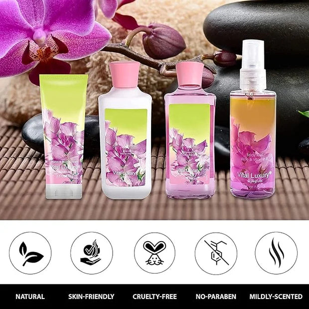 Sweet Pea Bath & Body Kit, 3 Fl Oz, Ideal Skincare Gift Home Spa Set, Includes Body Lotion, Shower Gel, Body Cream, and Fr...