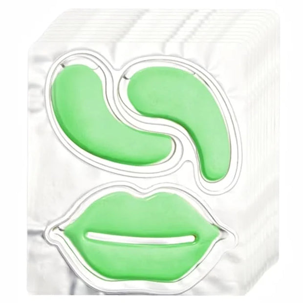 YP 10 Pairs Aloe Vera Under Eye Patches and Moisturizing Lip Mask Set - 10 Pcs Aloe Vera Under Eye Patches, Refines Eye ma...