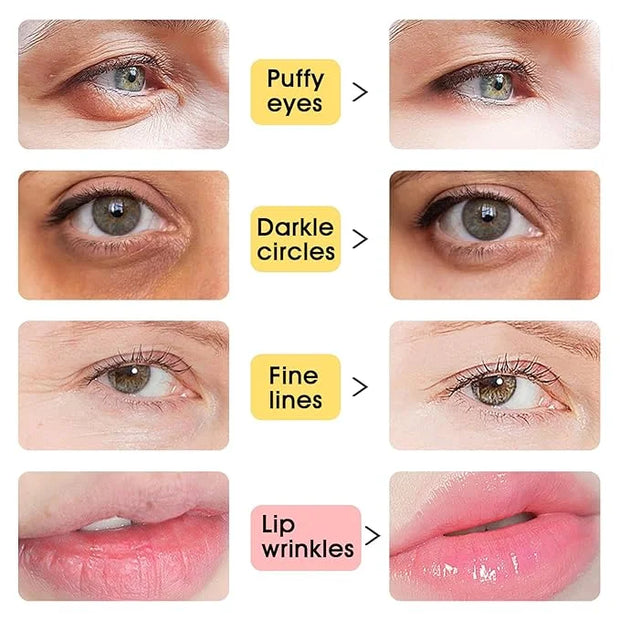 Adofect 40 Pairs Under Eye Patches and Lip Mask 24K Gold Eye Mask for Puffy Eyes Collagen Lip Masks and Crystal Eye Mask R...