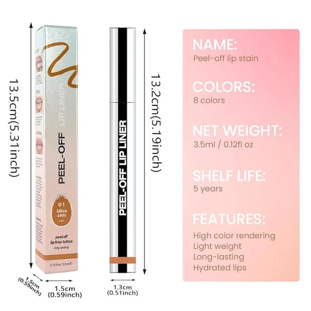 Matte Lip Stain Peel Off Lip Liner, Orange Brown Peel Off Lip Stain Tattoo,Long Lasting & Waterproof Peel Off Lip Gloss Li...