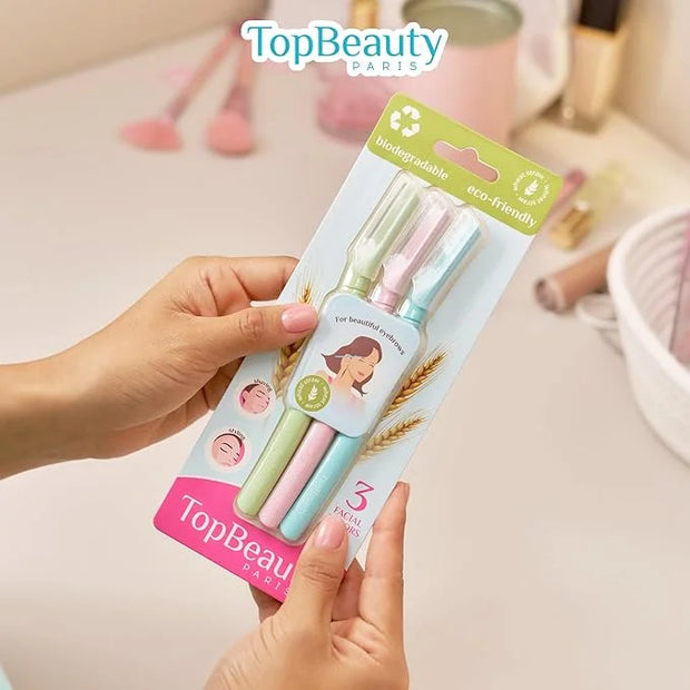 Paris Women Facial Eco Razors - 3 pcs per pack - Wheat Straw Eyebrow Razors - Multipurpose Facial Body Hair Peach Fuzz Rem...