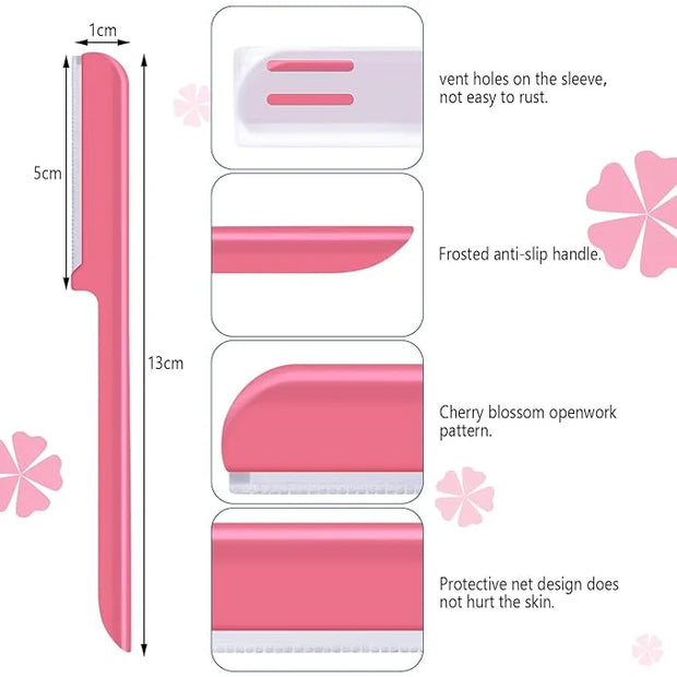 10 Pieces Eyebrow Razor for Women Facial Shaver Razor Brow Shaper Eyebrow Trimmer Dermaplaner Shaping Tool with Cover (Pin...