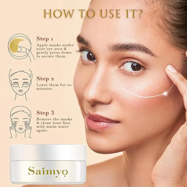 24K GOLD Eye Mask– 60 Pcs - Gold Under Eye Mask Retinol & Collagen - Puffy Eyes and Dark Circles Treatments – Look Younger...