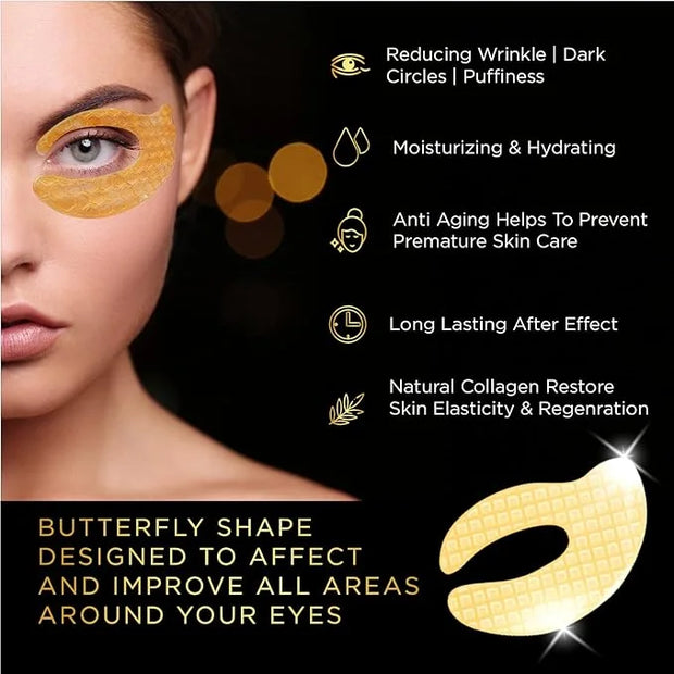 Eye Patches for Puffy Eyes - Under Eye Mask Dark Circles and Puffiness- Gold under Eye Patches, Collagen Eye Pads, Eye Bag...