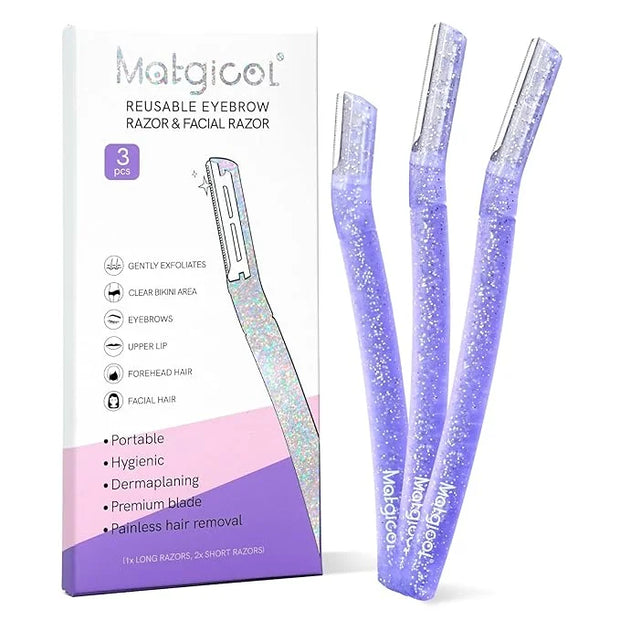 Women’s Dermaplane Razor for Face & Eyebrow - Anti-Cutting Japanese Blades for Eyebrow and Facial Hair Removal, Achieve Si...