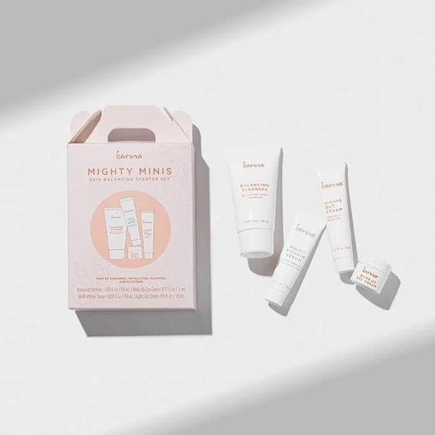 Karuna Mighty Minis, Skin Balancing Starter Set | Includes: Balancing Cleanser 1.69oz/50ml, Wake Up Eye Cream 0.17oz/5ml, ...