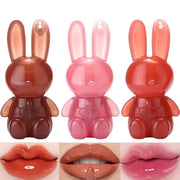 3Pcs Cute Rabbit Hydrating Lip Gloss Set,Cute Bunny Lip Glaze, Moisturising Jelly Liquid Lipsticks Lip Stain,Waterproof No...