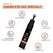 The Man Company Under Eye Gel With Cooling Massage Roller For Dark Circles, Fine Lines & Puffy Eyes with Caffeine & Hyalur...