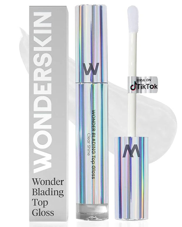 Wonderskin WONDER BLADING Top Gloss - Clear Glitter Lip Gloss, Hydrating and High Shine Finish Lip Makeup (Clear Shine) - ...