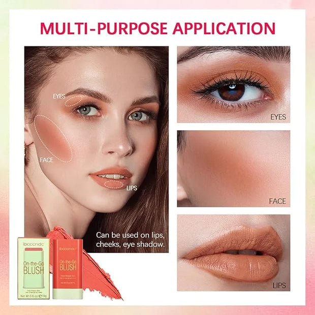 MEICOLY Multi Use Makeup Blush Stick,On-the-Go 2-in-1 Lip Cheek Cream Blush Stick,Waterproof Solid Face Blush Makeup Cheek...