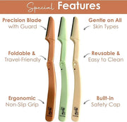 Eyebrow Razor - Premium Facial Hair Remover for Women, Smooth Dermaplaning Tool, Gentle & Safe, Stainless Steel, Compact D...