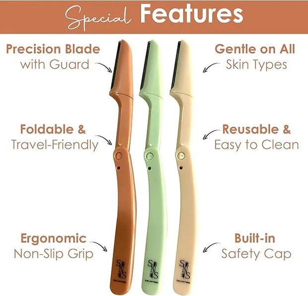 Eyebrow Razor - Premium Facial Hair Remover for Women, Smooth Dermaplaning Tool, Gentle & Safe, Stainless Steel, Compact D...