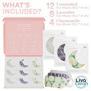 LivaClean 24 Steam Eye Mask for Dry Eyes, Dark Circles & Puffiness, Warm & Self Heating, Ear Hooks to Stay On, Lavendar, C...